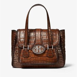 Michael Kors Crocodile-Embossed Leather Satchel